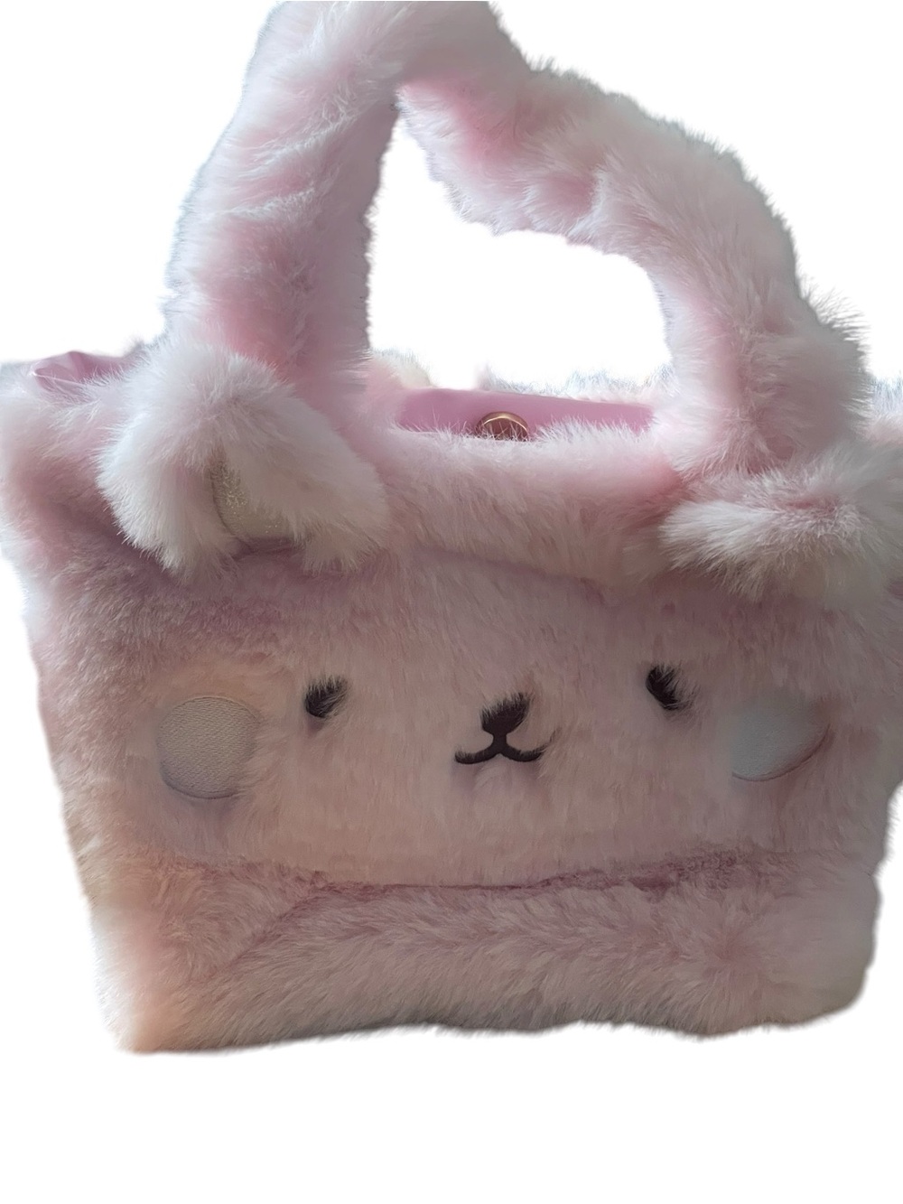 NWT Danbar Global Pink Faux Fur Plush Bunny Crossbody Bag Gold Chain